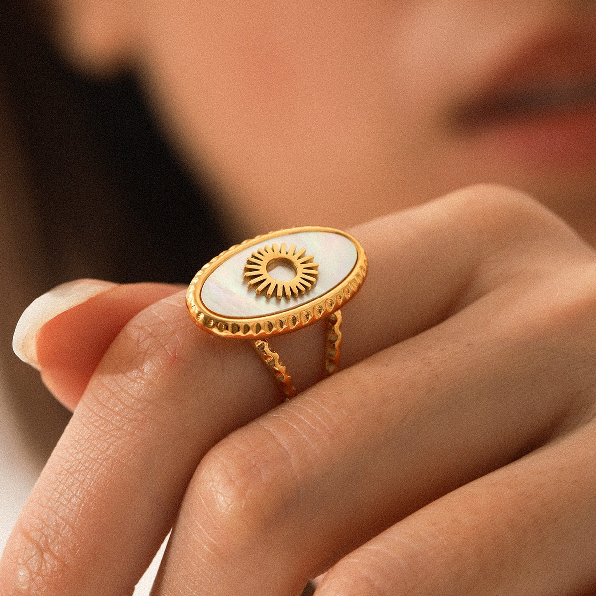 Quinn Pearly Sun rings