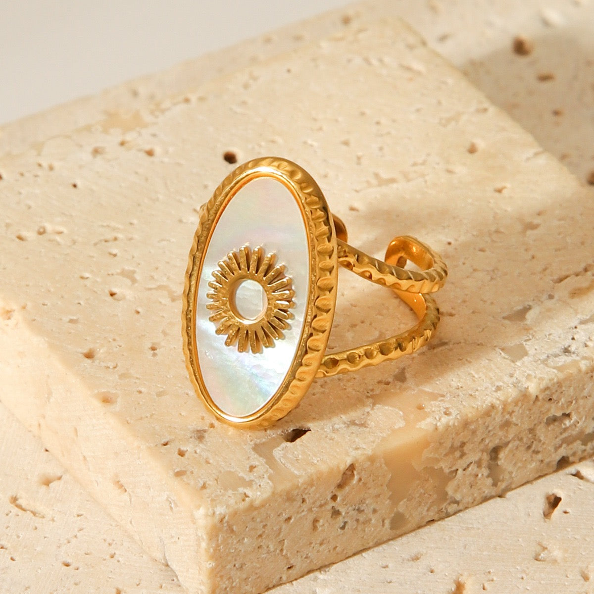 Quinn Pearly Sun rings