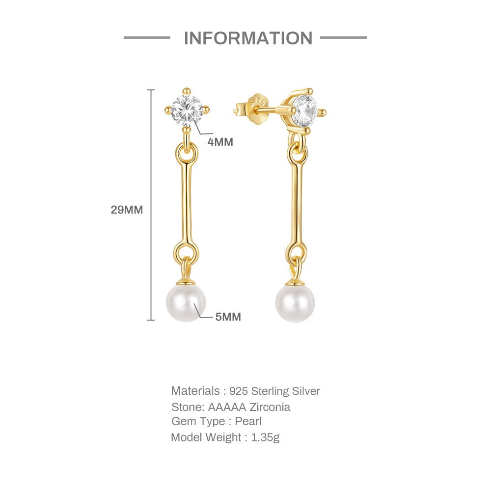 Dainty sterling silver pearly earrings