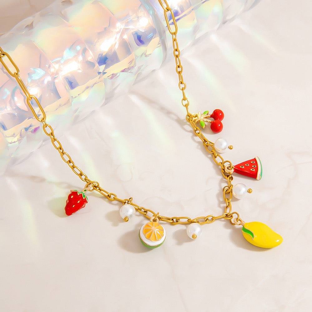 Mango charm necklace