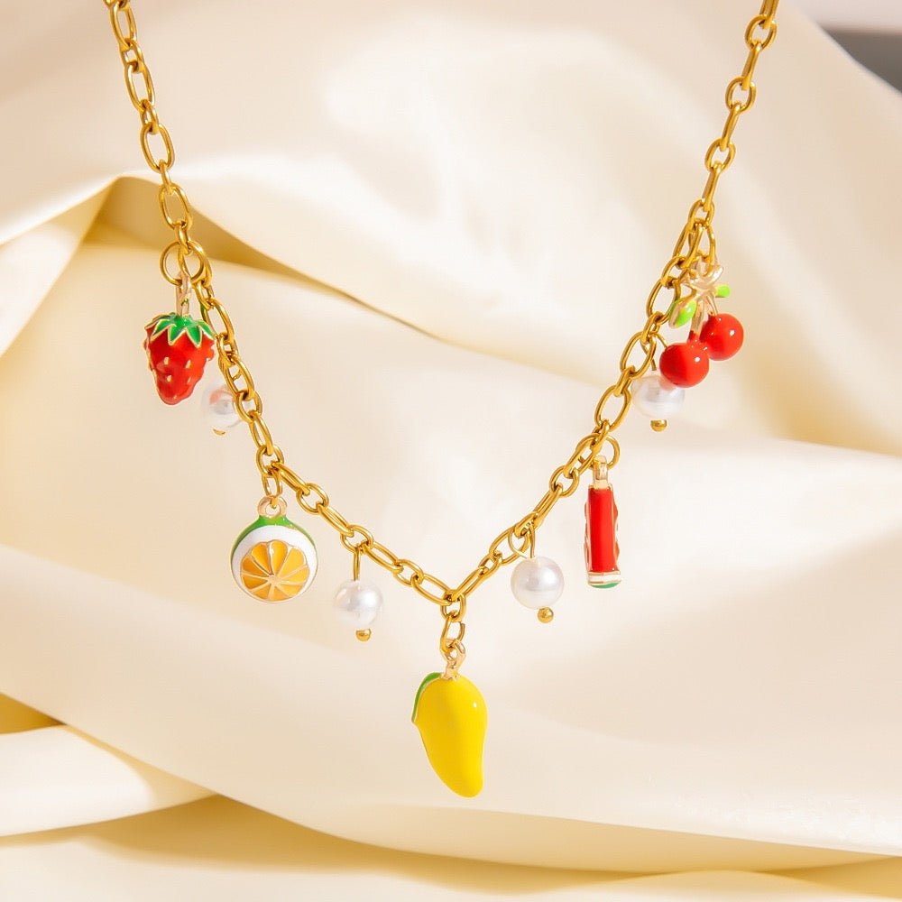 Mango charm necklace