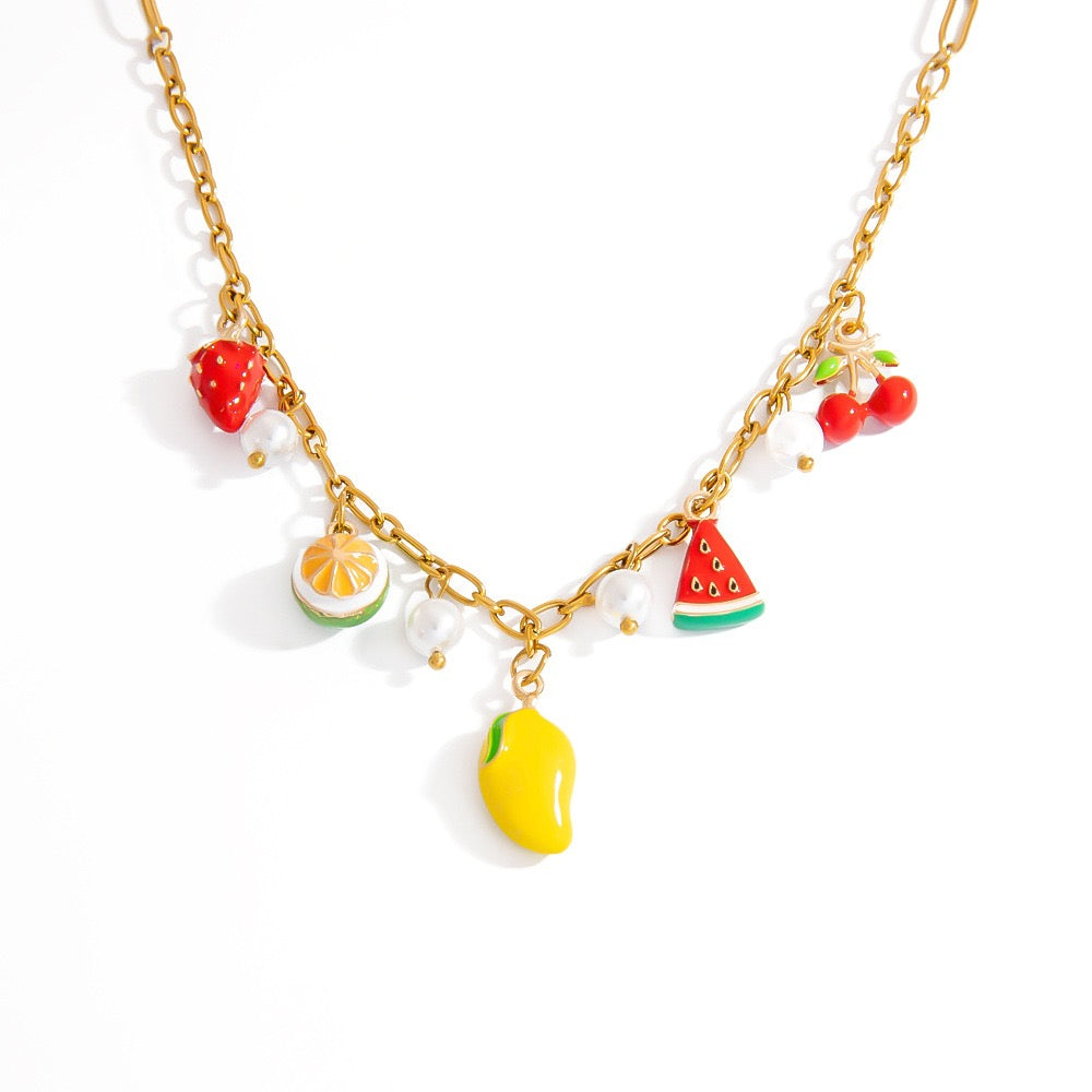 Mango charm necklace