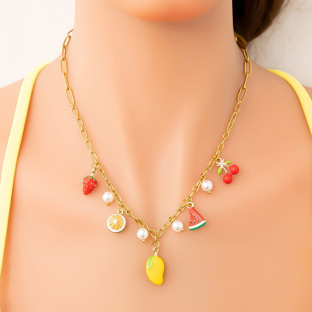 Mango charm necklace