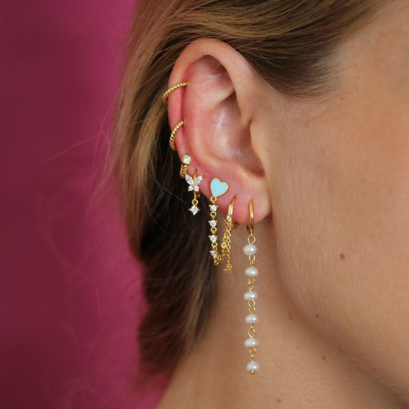 Dainty pearly hoops