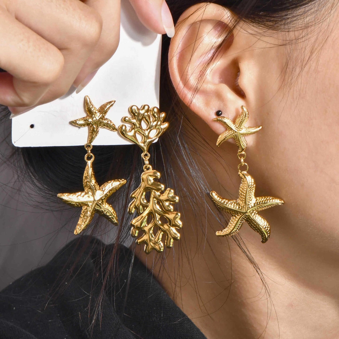 Ingrid Sea theme coral earrings