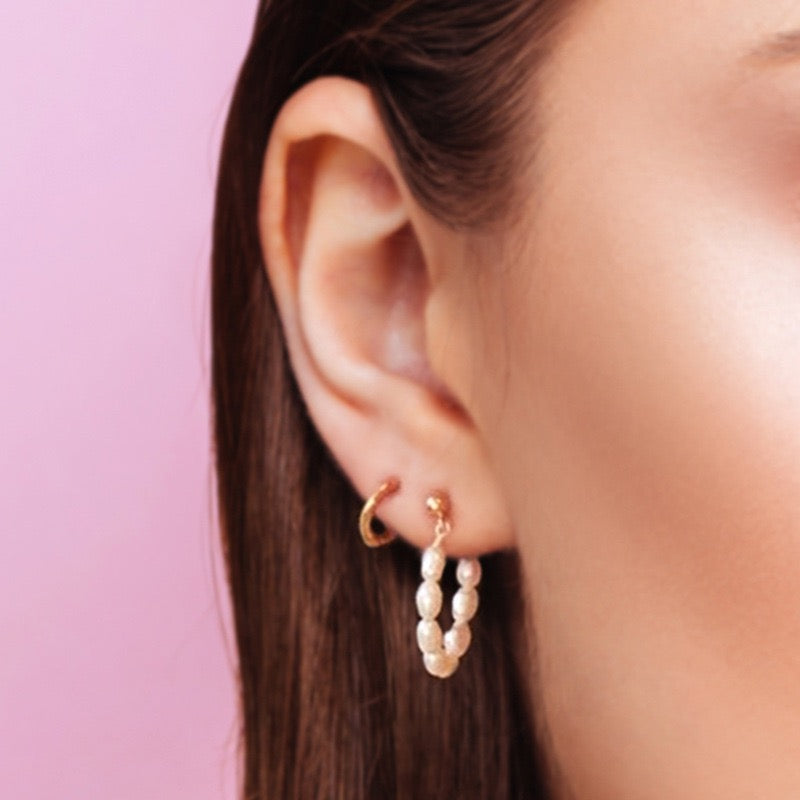 Dainty Pearl hoops