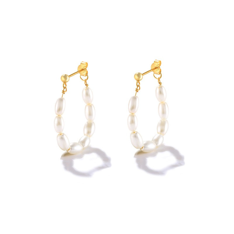 Dainty Pearl hoops