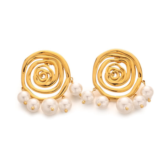 Swirl pearly earrings
