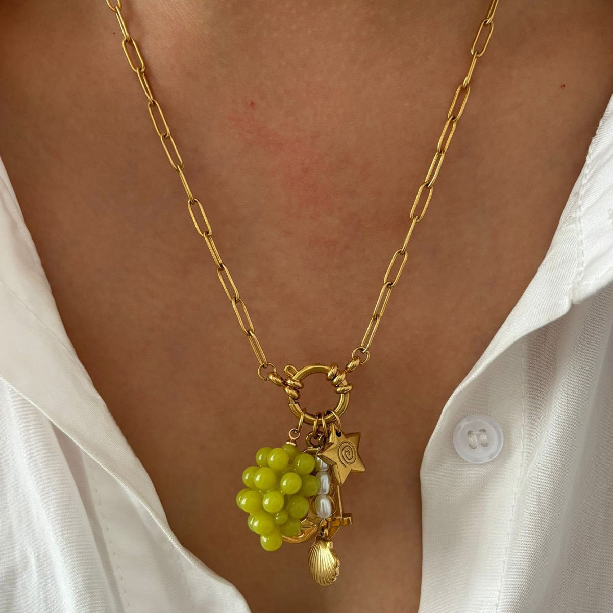 Green grape charm necklace