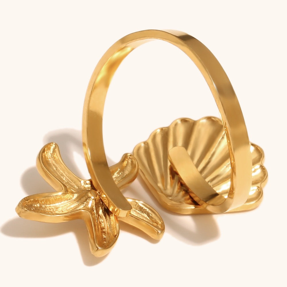 Lucinda shell starfish ring