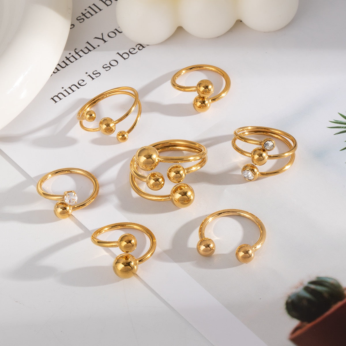 Jess Gold balls rings