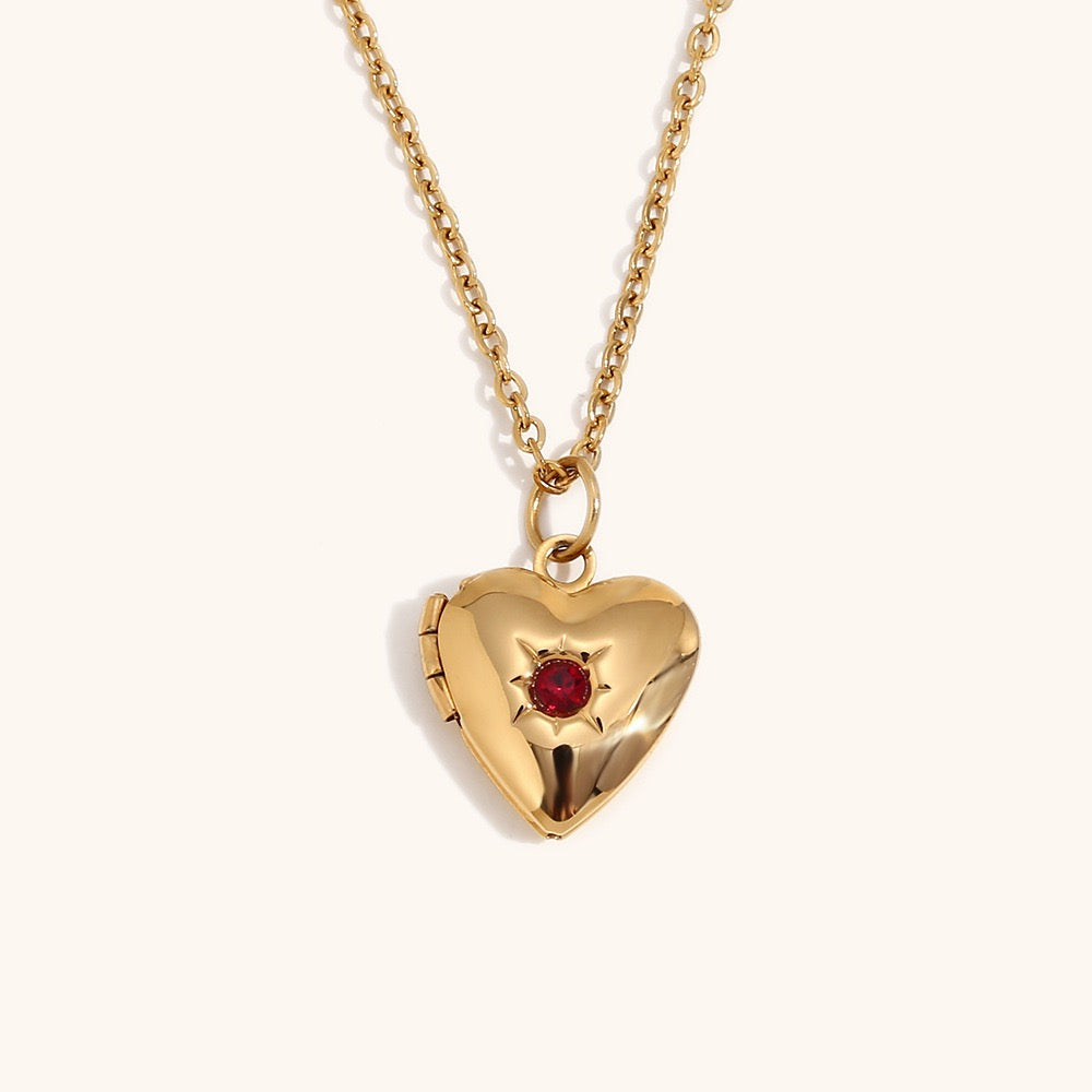 Red heart locket necklace