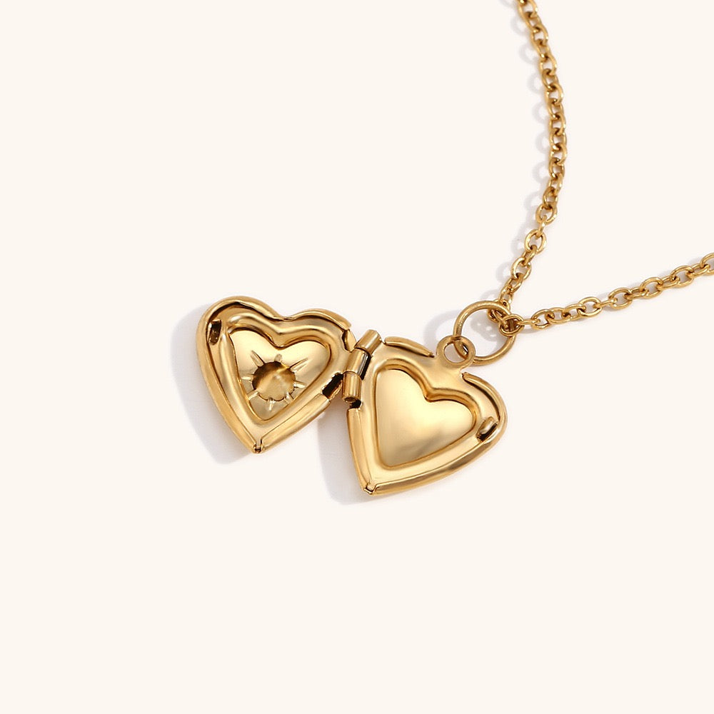 Red heart locket necklace