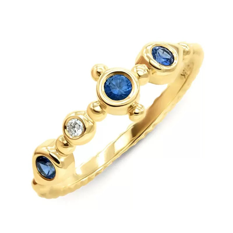 Sterling silver blue crown ring