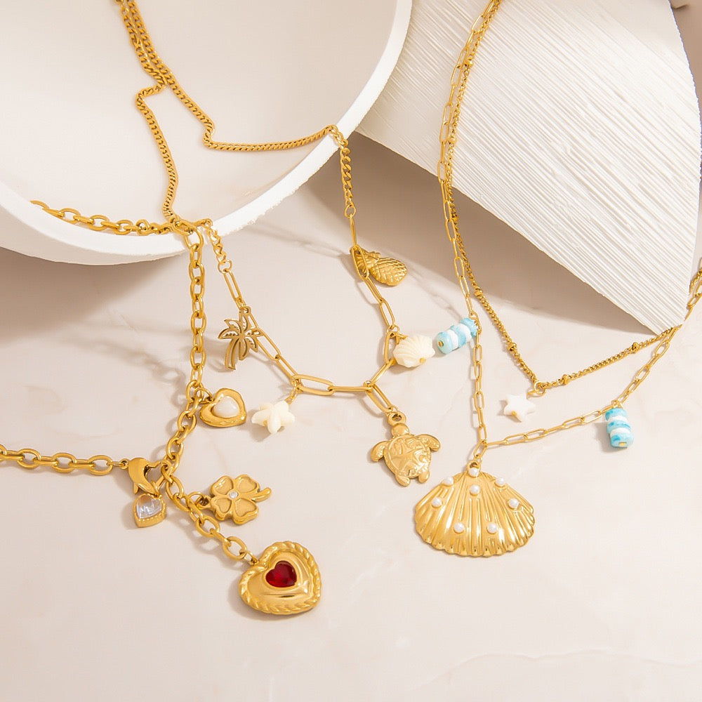 Red heart charm necklace