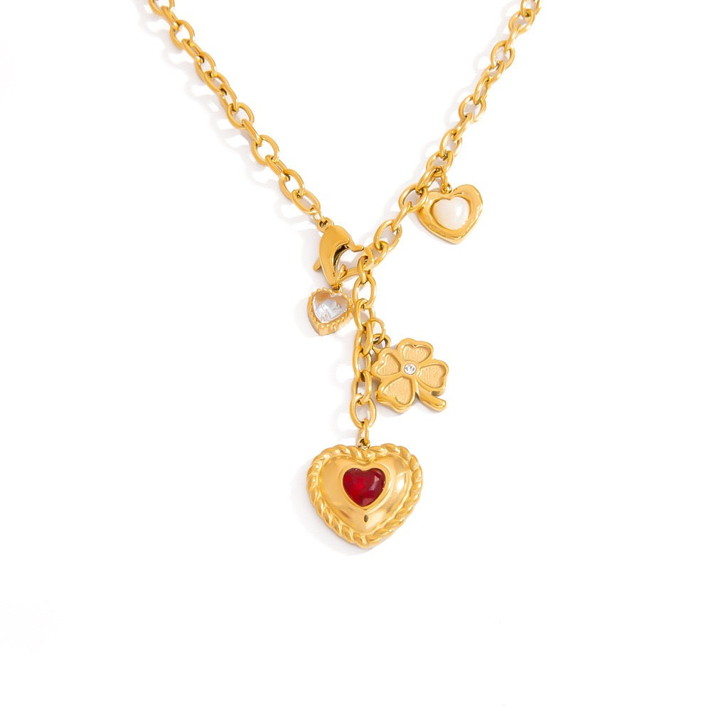 Red heart charm necklace