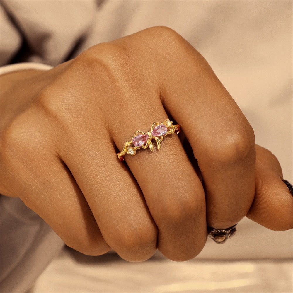 Dainty butterfly sterling silver rings