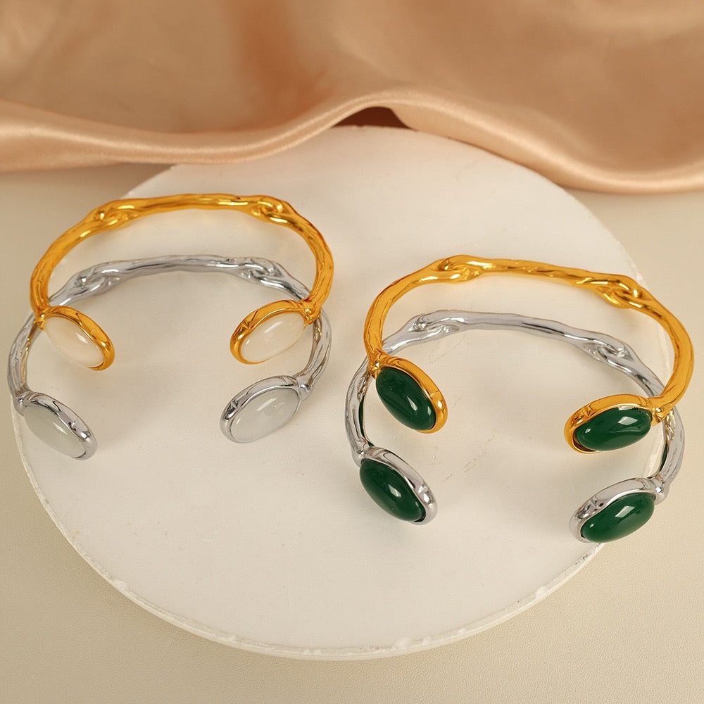 Double stone gold bangles