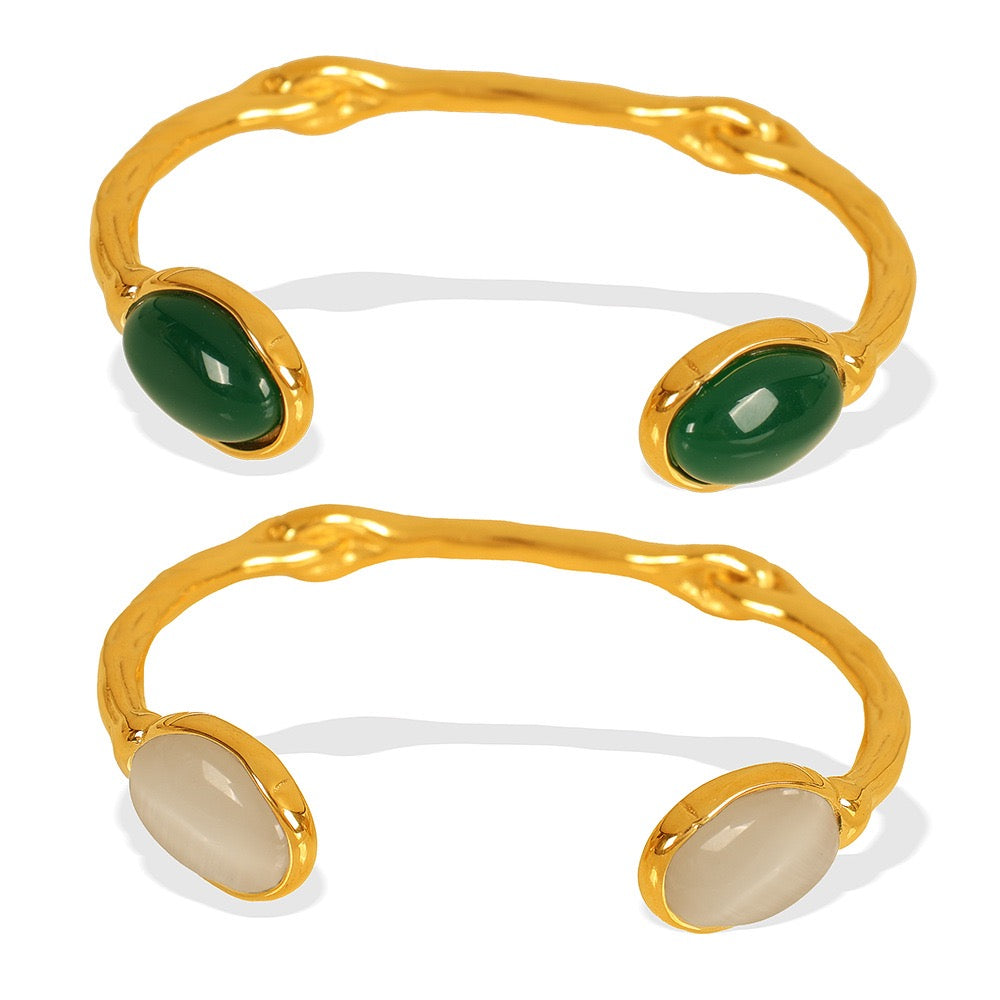 Double stone gold bangles