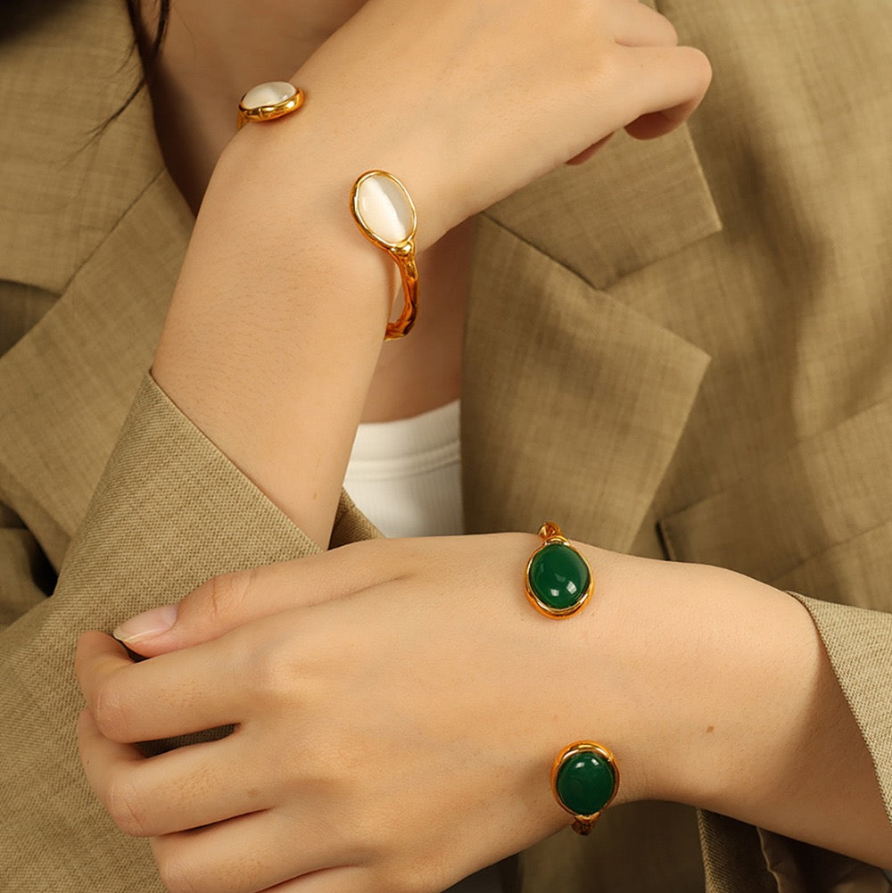 Double stone gold bangles