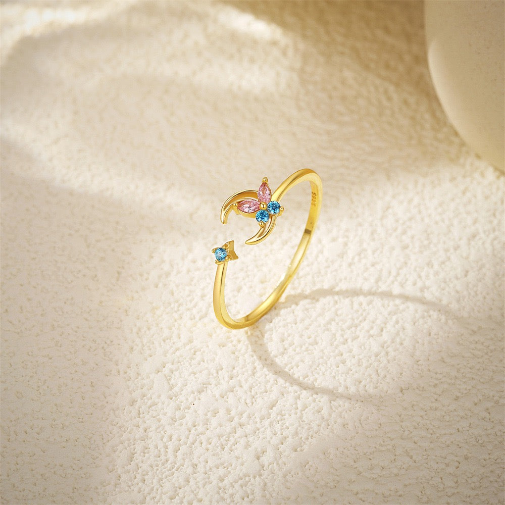 Dainty butterfly sterling silver rings