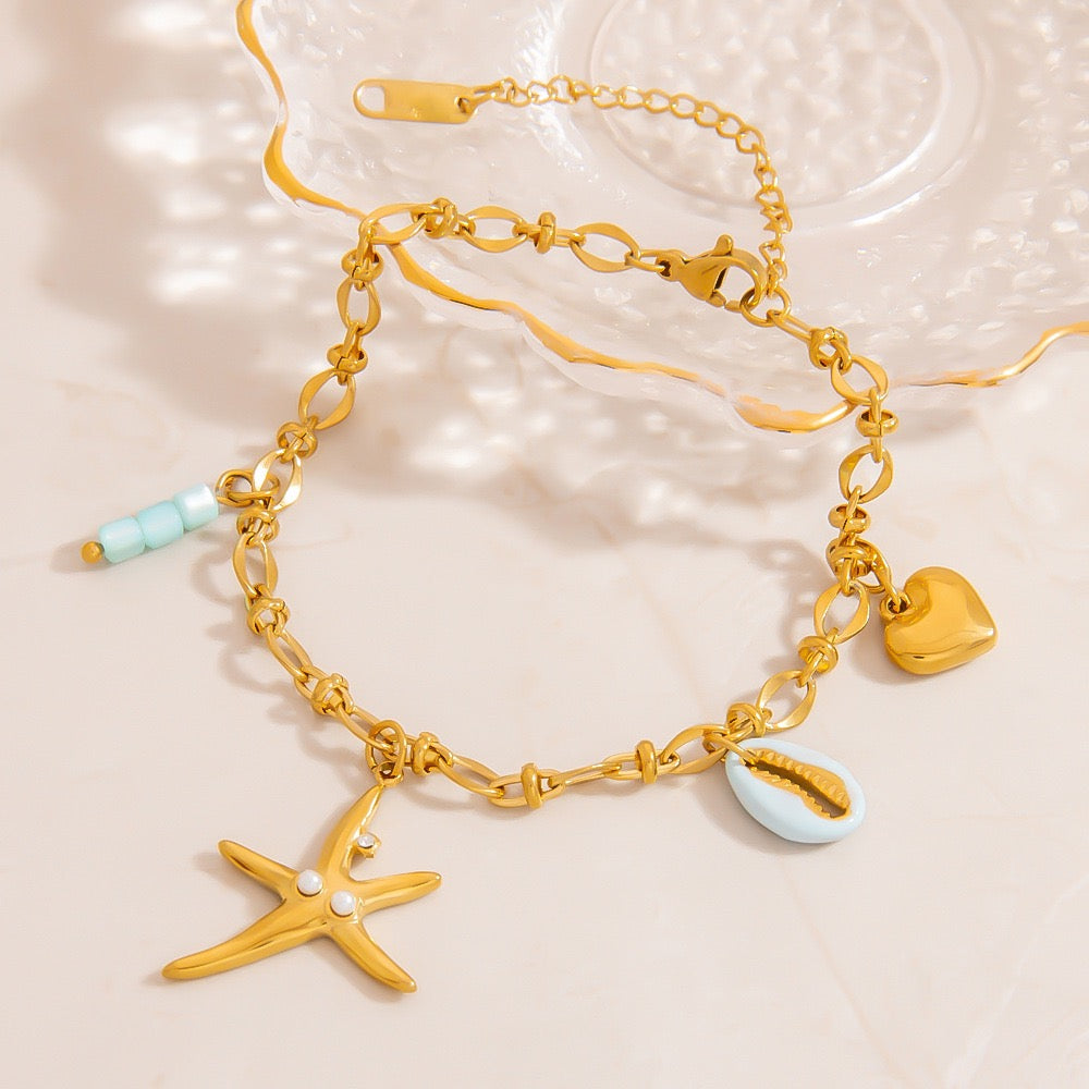 Blue starfish charm bracelet