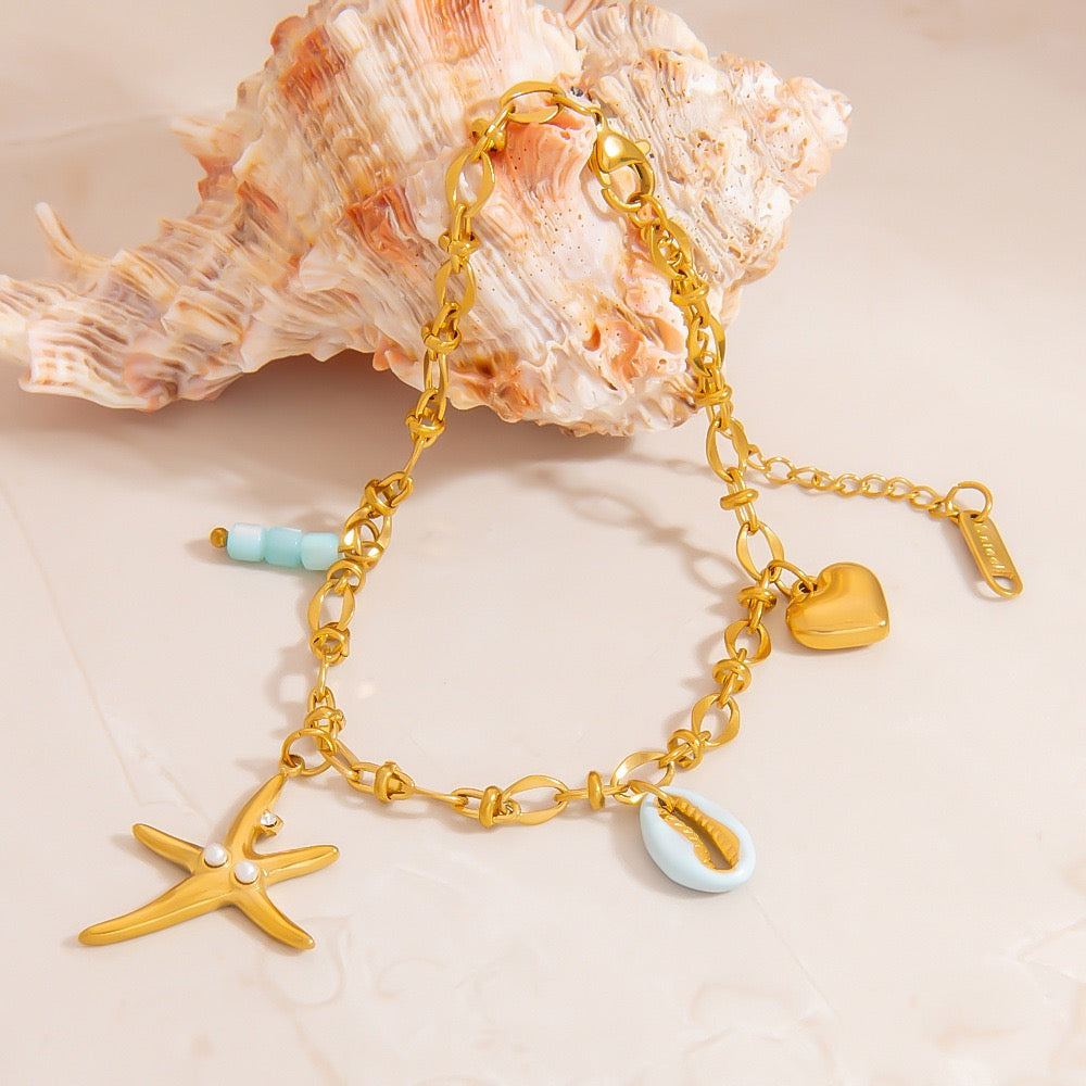 Blue starfish charm bracelet