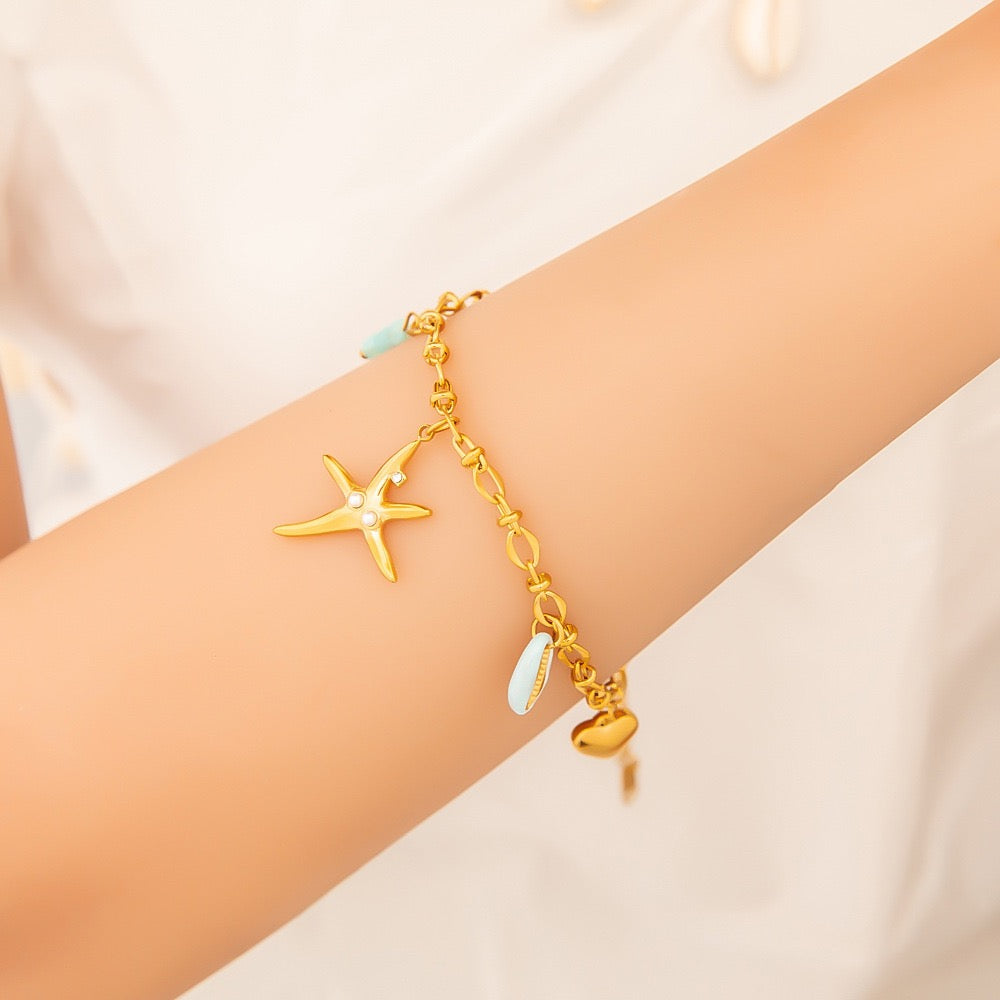 Blue starfish charm bracelet