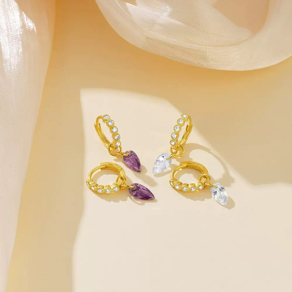Dainty drop hoops