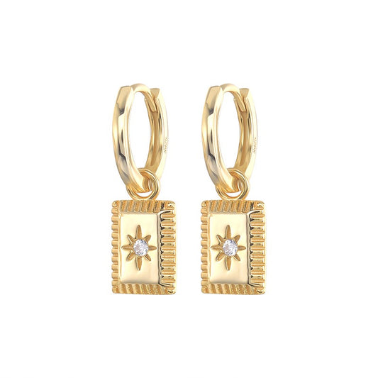 Dainty square star hoops