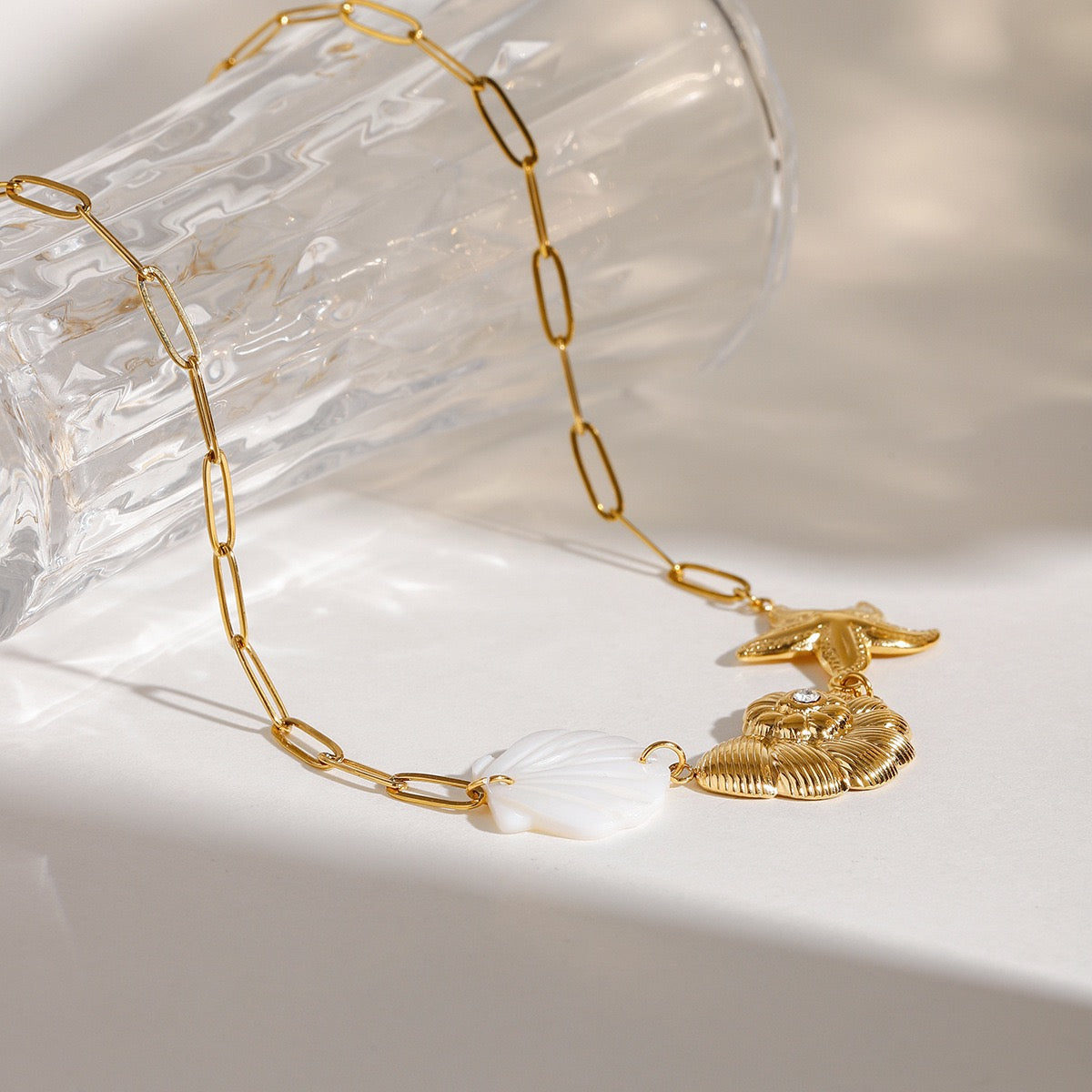 Beachside white shell necklace