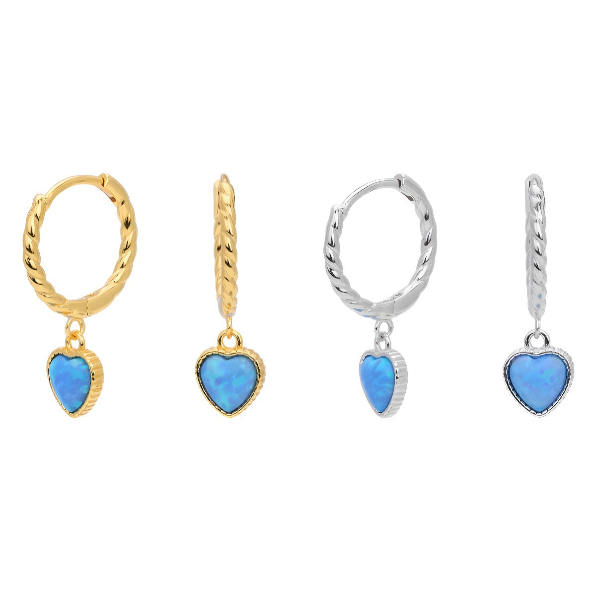 Lilliana Opal heart hoops