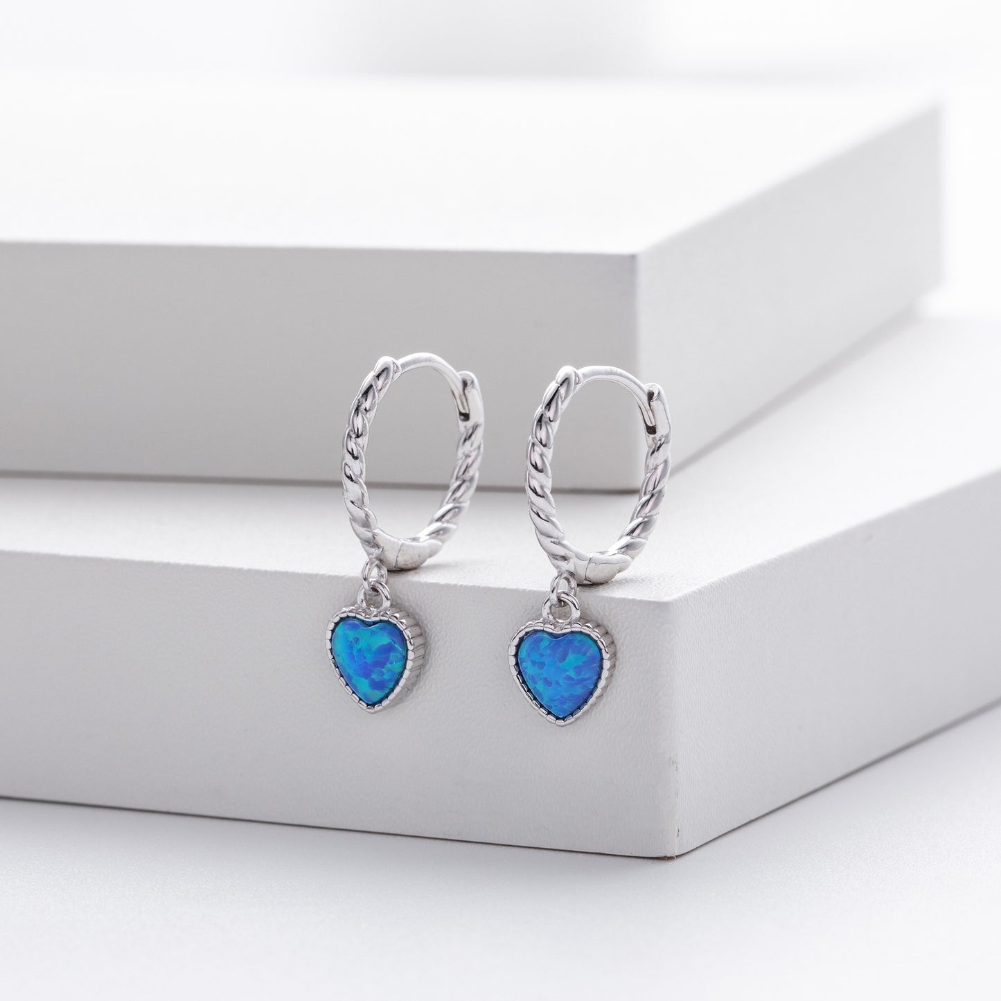 Lilliana Opal heart hoops