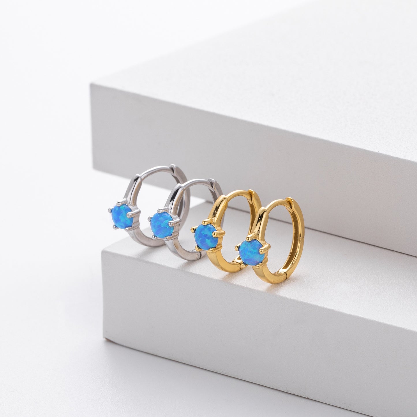 Ninami Opal sterling silver hoop earrings