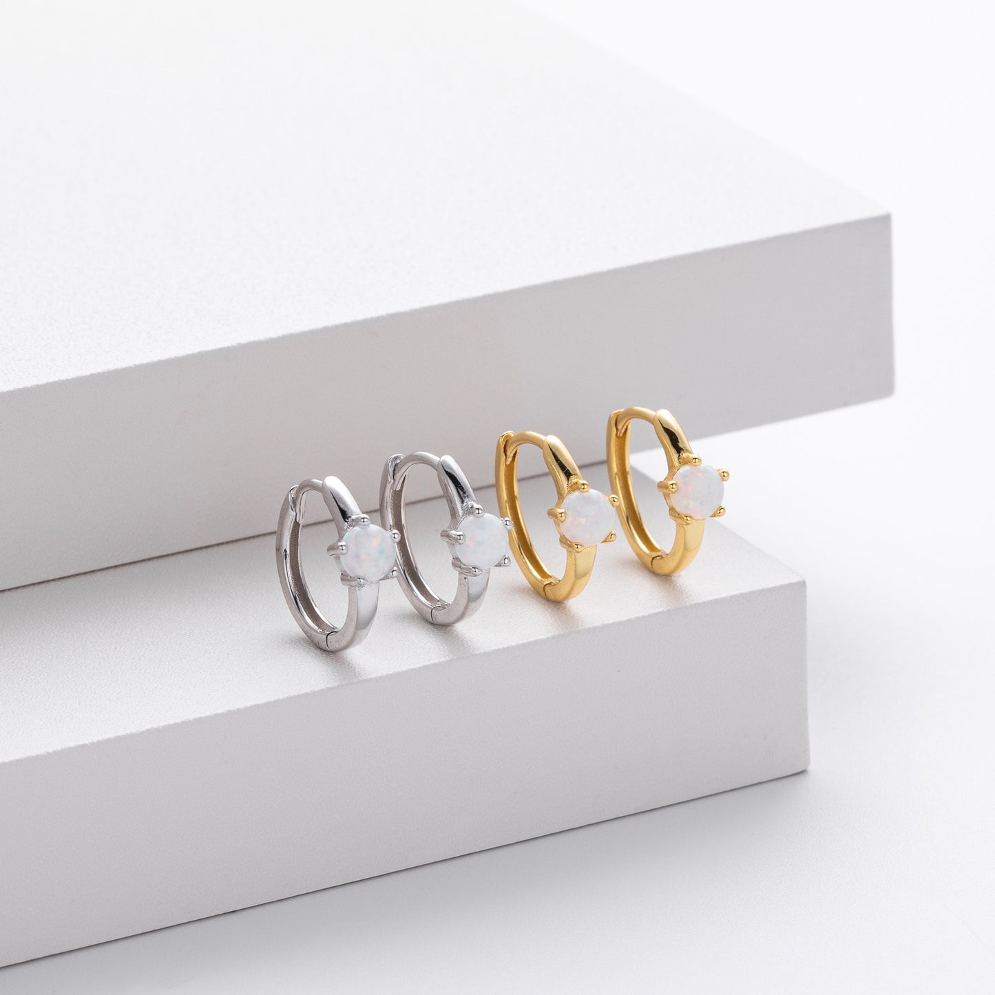 Ninami Opal sterling silver hoop earrings