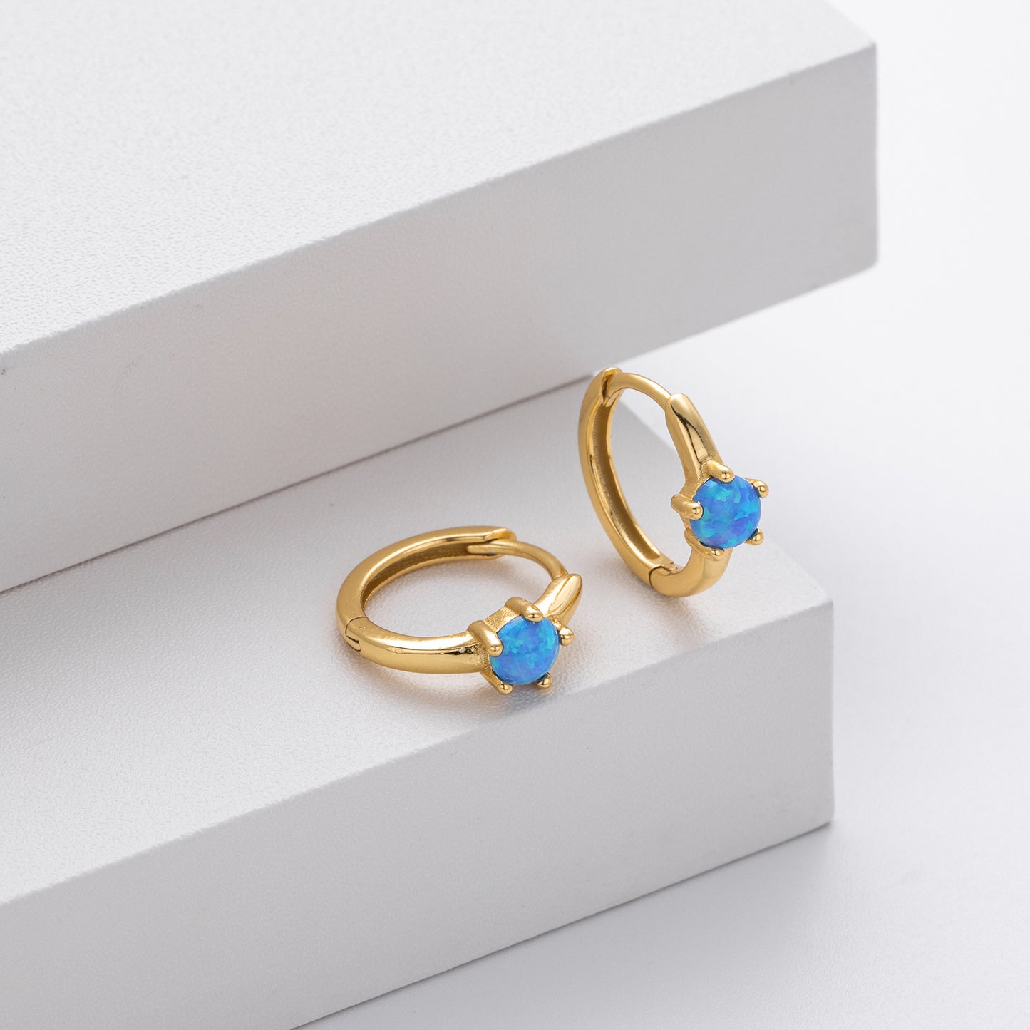 Ninami Opal sterling silver hoop earrings