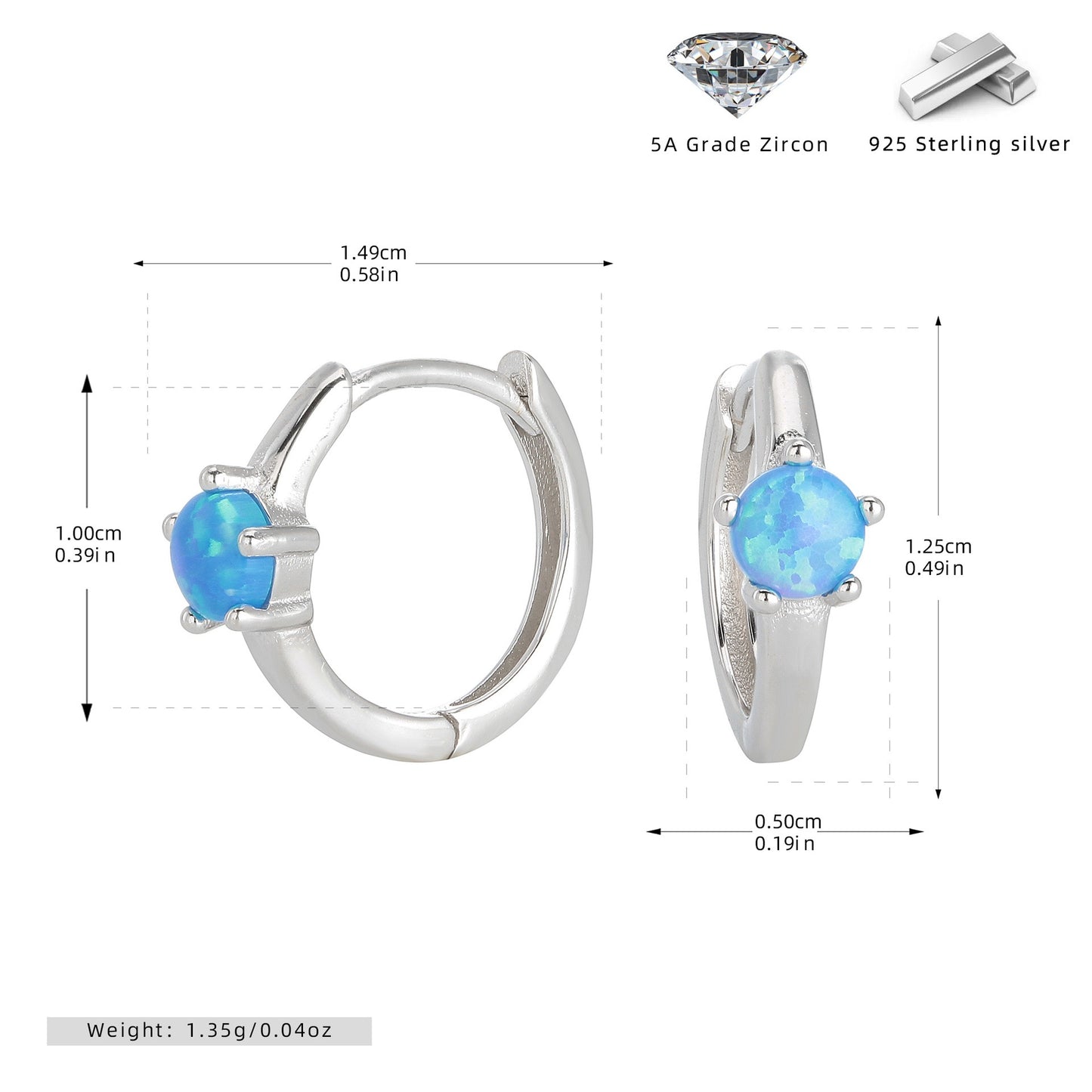 Ninami Opal sterling silver hoop earrings