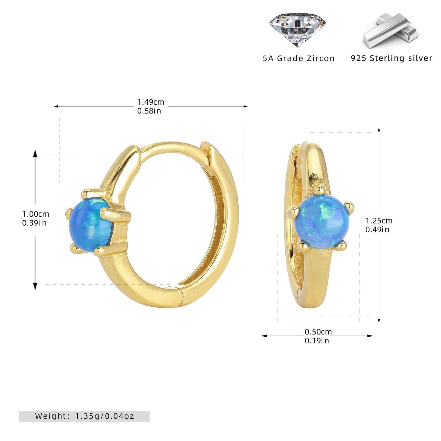 Ninami Opal sterling silver hoop earrings