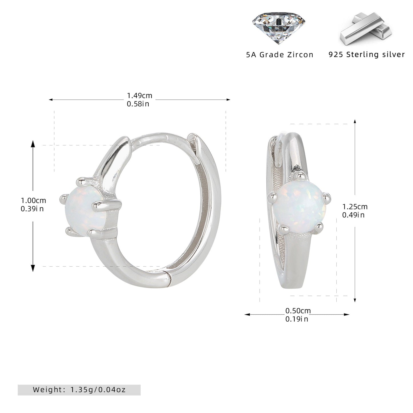 Ninami Opal sterling silver hoop earrings