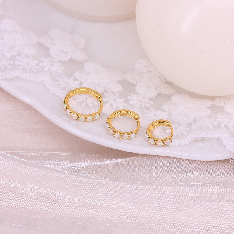 Dainty opal hoops