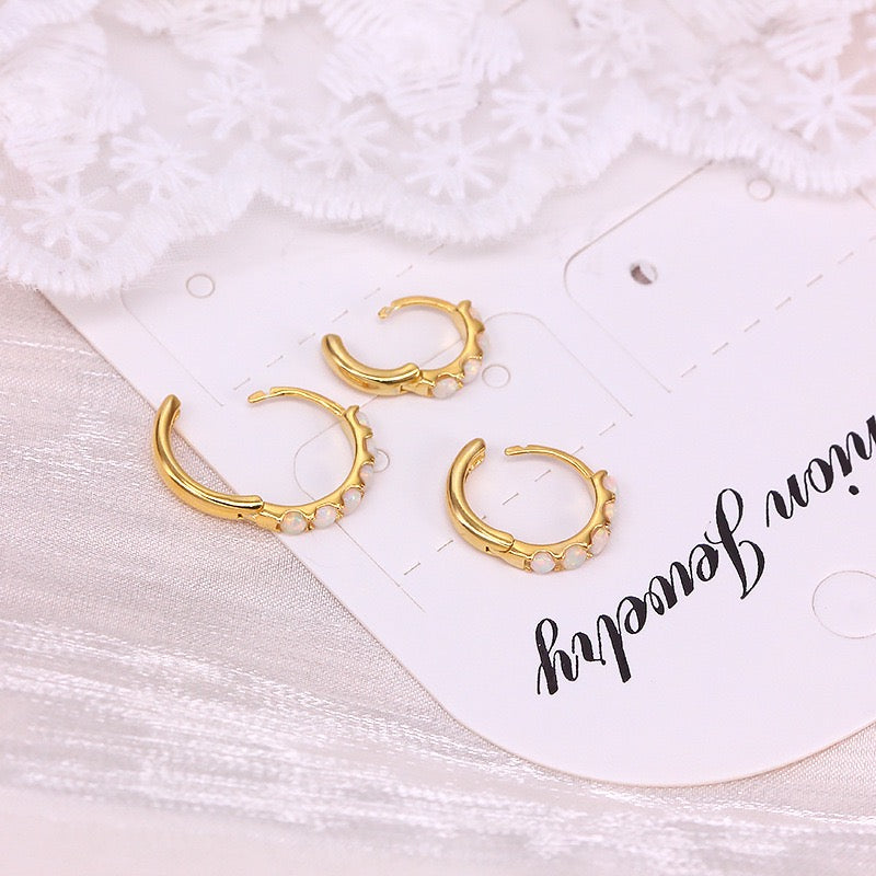 Dainty opal hoops