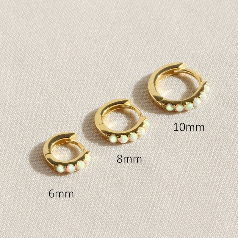 Dainty opal hoops
