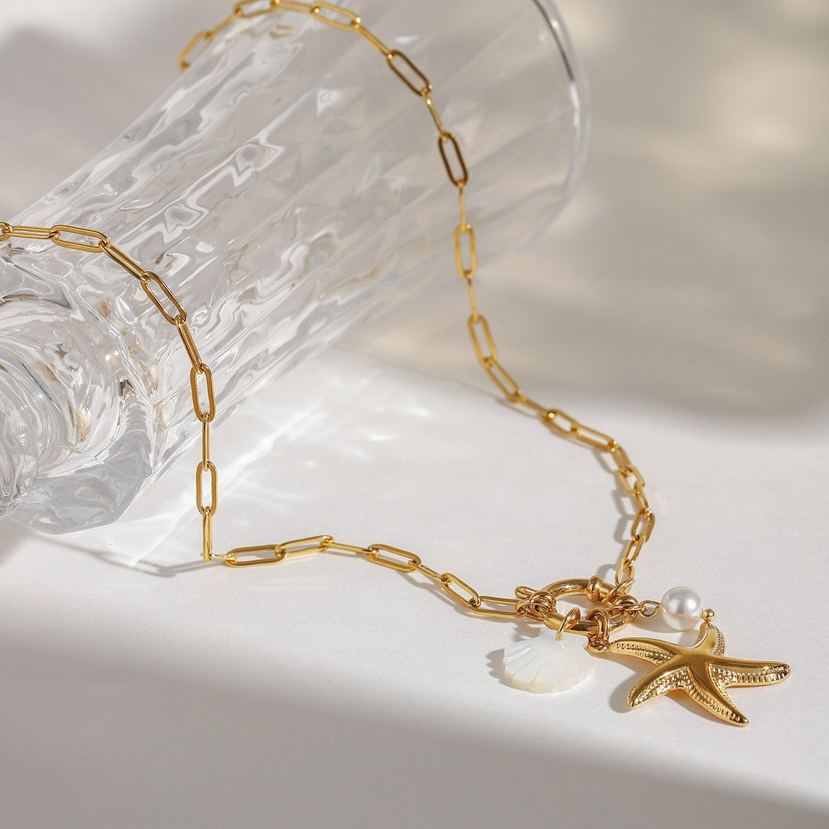 White shell starfish chain set