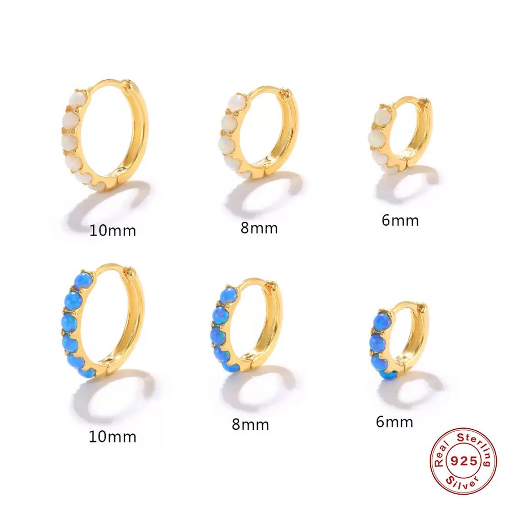 Dainty opal hoops