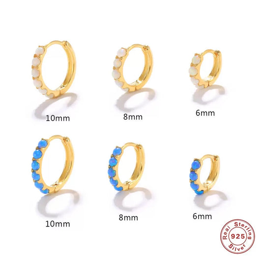 Dainty opal hoops
