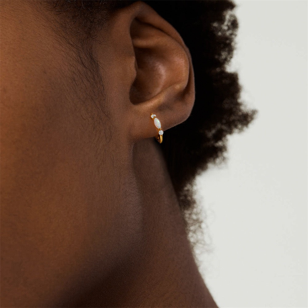 Dainty opal hoops