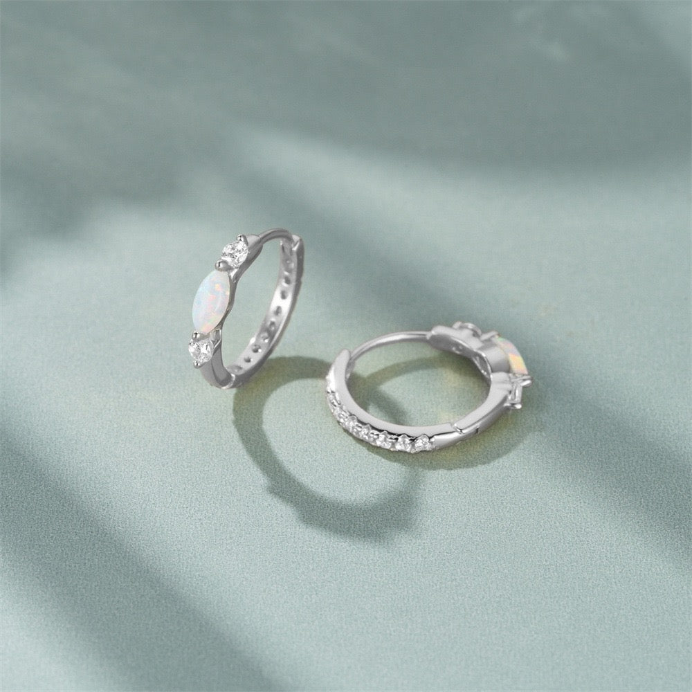 Dainty opal hoops