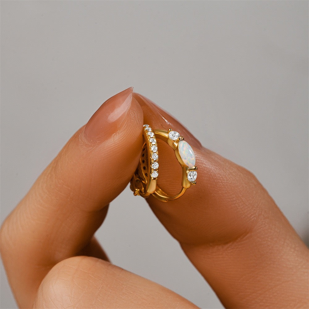 Dainty opal hoops
