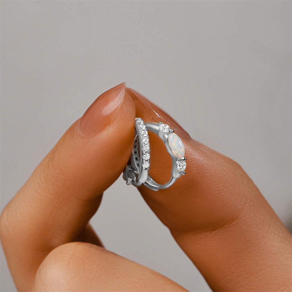Dainty opal hoops