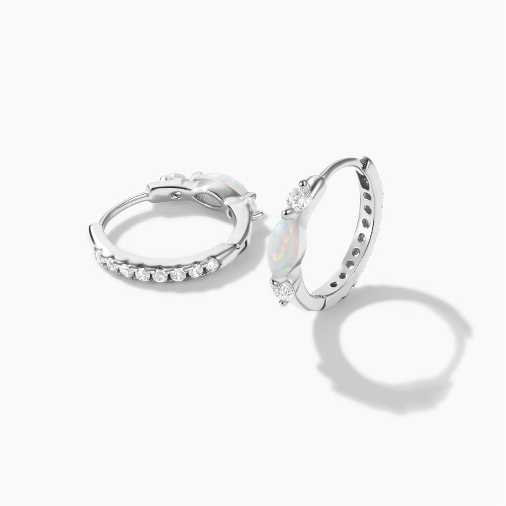 Dainty opal hoops